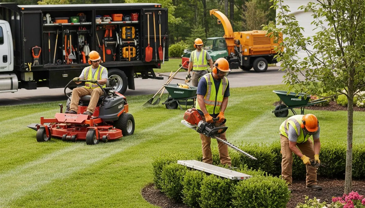 Omaha, NE tree service crew providing landscaping and tree care for local homes and businesses