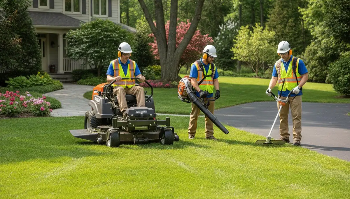 Tree service team in Omaha, NE providing professional tree removal and yard cleanup