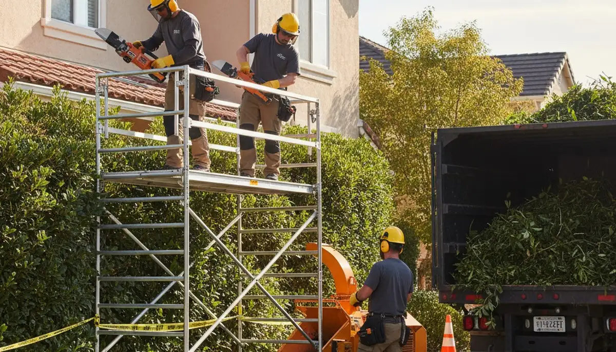 Omaha, NE tree service removing overgrown shrubs for a clean, cleared yard