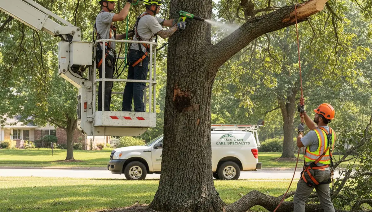 Omaha, NE arborist treating tree disease to protect healthy trees