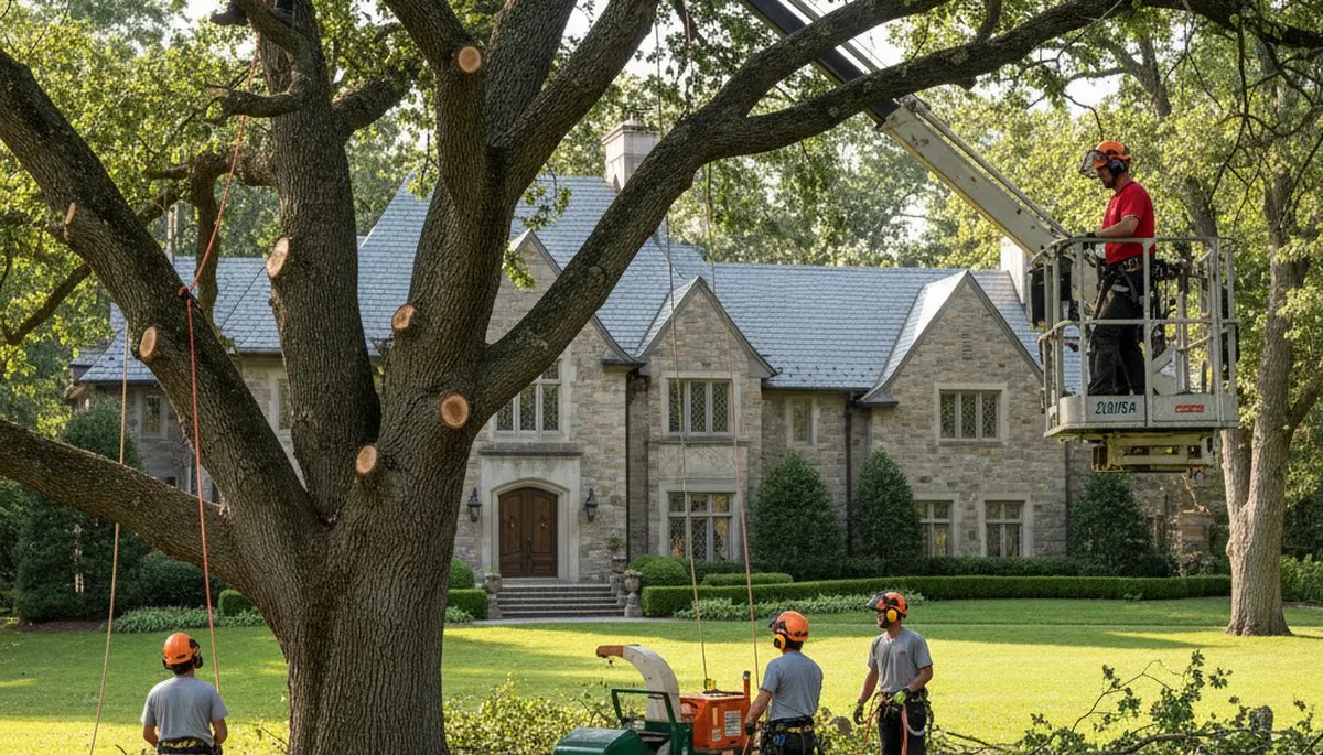 Tree service team in Omaha, NE providing professional tree removal and trimming services