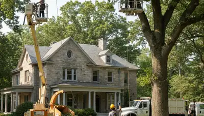 Tree service team in Omaha, NE providing professional tree removal and trimming services