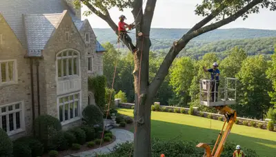 Tree service crew in Omaha, NE providing professional tree removal and cleanup