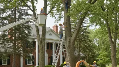 Tree service crew in Omaha, NE providing professional tree removal and trimming assistance