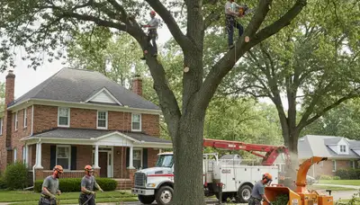 Tree service crew in Omaha, NE providing professional tree removal and cleanup