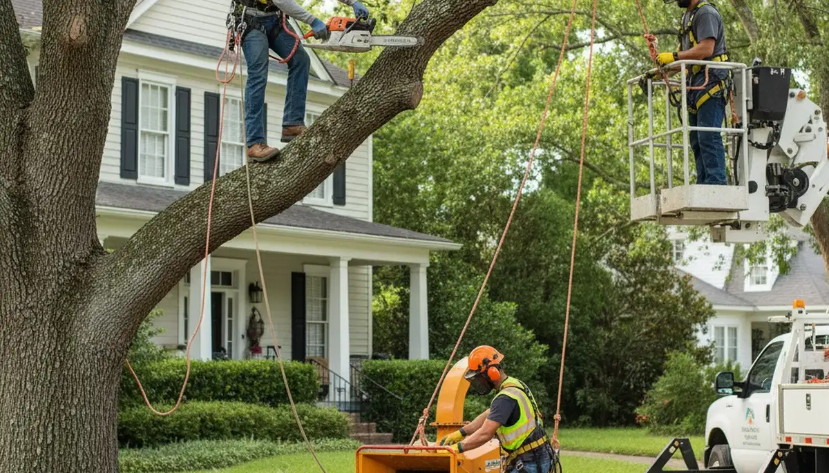 Tree service crew in Omaha, NE handling professional tree removal and cleanup