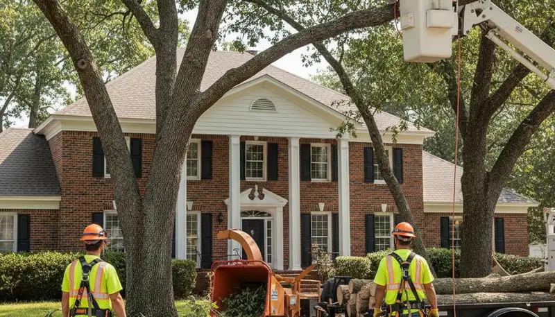 Tree service crew in Omaha, NE providing professional tree removal and trimming services