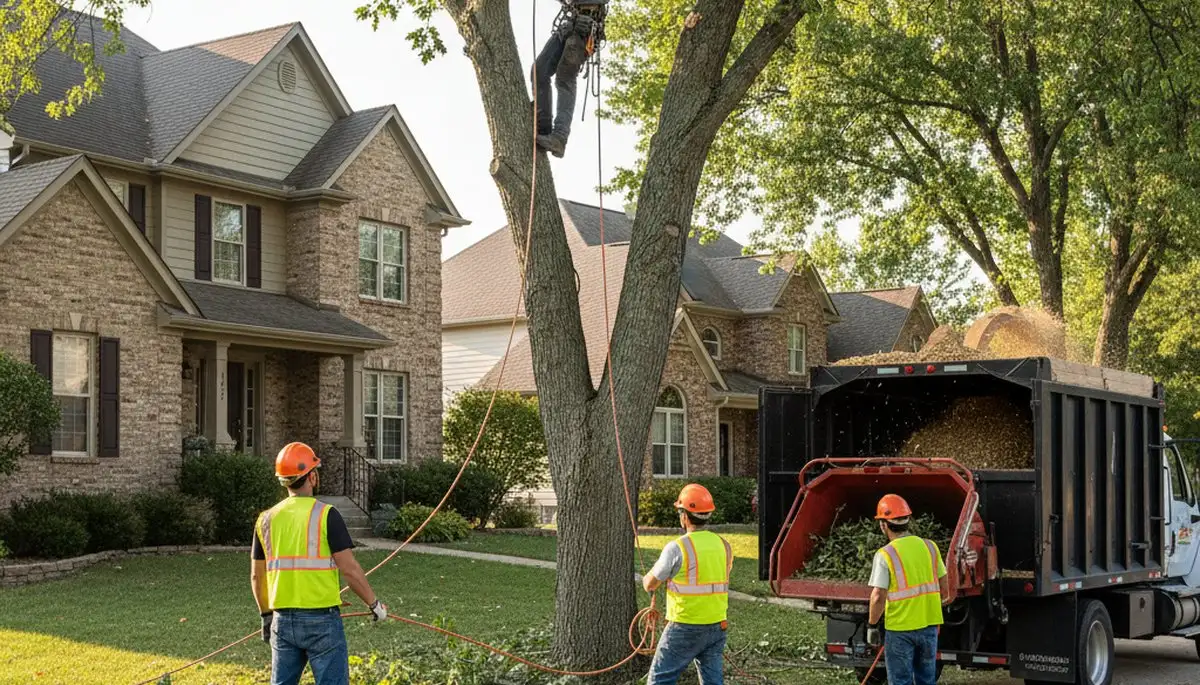 Omaha, NE tree service crew removing a tree for safe, professional property care