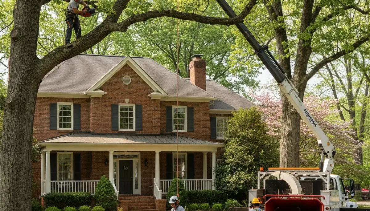 Tree service crew in Omaha, NE performing professional tree removal and cleanup