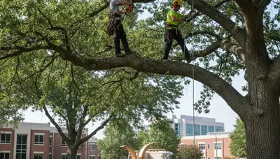 Tree service crew removing a tree in Omaha, NE for safe, professional property care