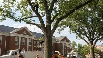 Tree service crew in Omaha, NE providing professional tree removal and trimming for local properties