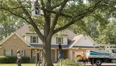 Omaha, NE tree service crew performing professional tree removal for a local property