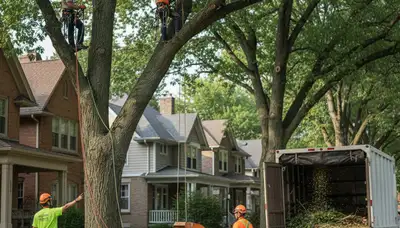 Tree service crew in Omaha, NE providing professional tree removal and trimming services