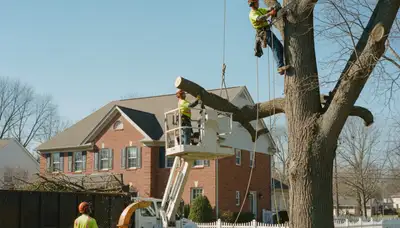 Tree service crew in Omaha, NE providing professional tree removal and trimming