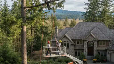 Tree service crew in Omaha, NE providing professional tree removal and trimming for homeowners