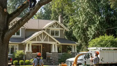 Tree service crew in Omaha, NE performing professional tree removal and cleanup