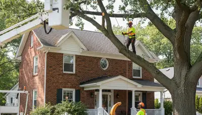 Tree service crew in Omaha, NE providing professional tree removal and trimming services