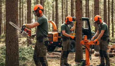 Woodlot management team in Omaha, NE maintaining healthy wooded land for safer tree care