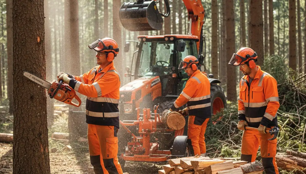 Woodlot management crew in Omaha, NE maintaining healthy, safer wooded land